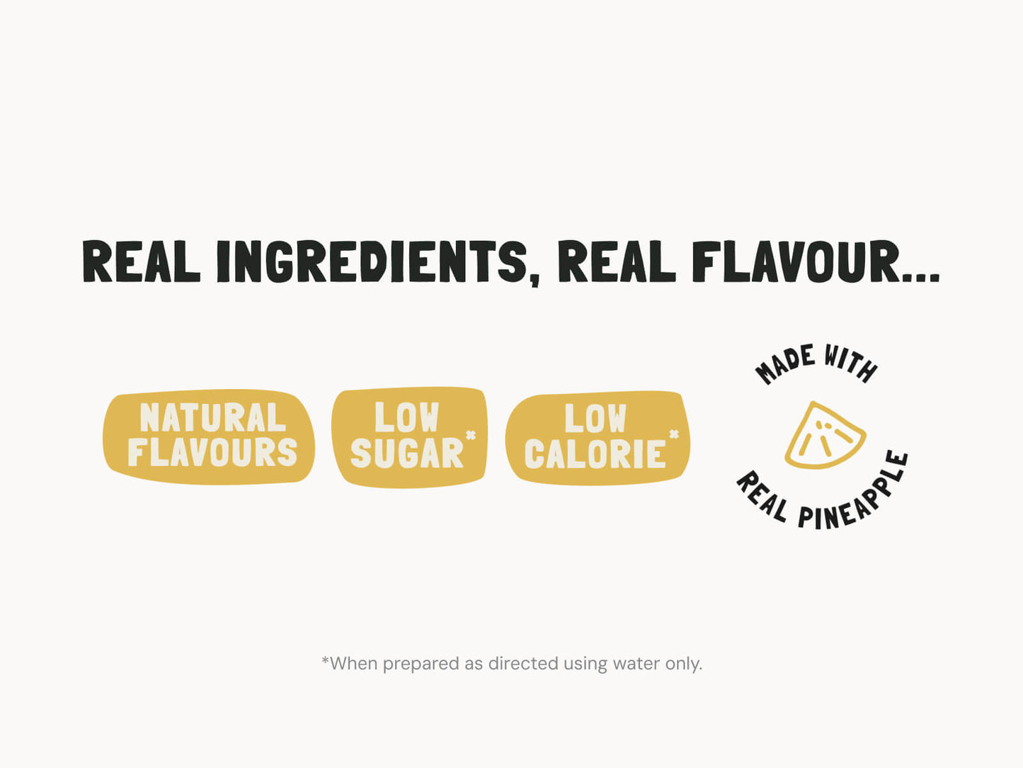 Easys Pina Colada powdered cocktail mix features: natural flavors, low sugar, low calorie, and made with real pineapple.