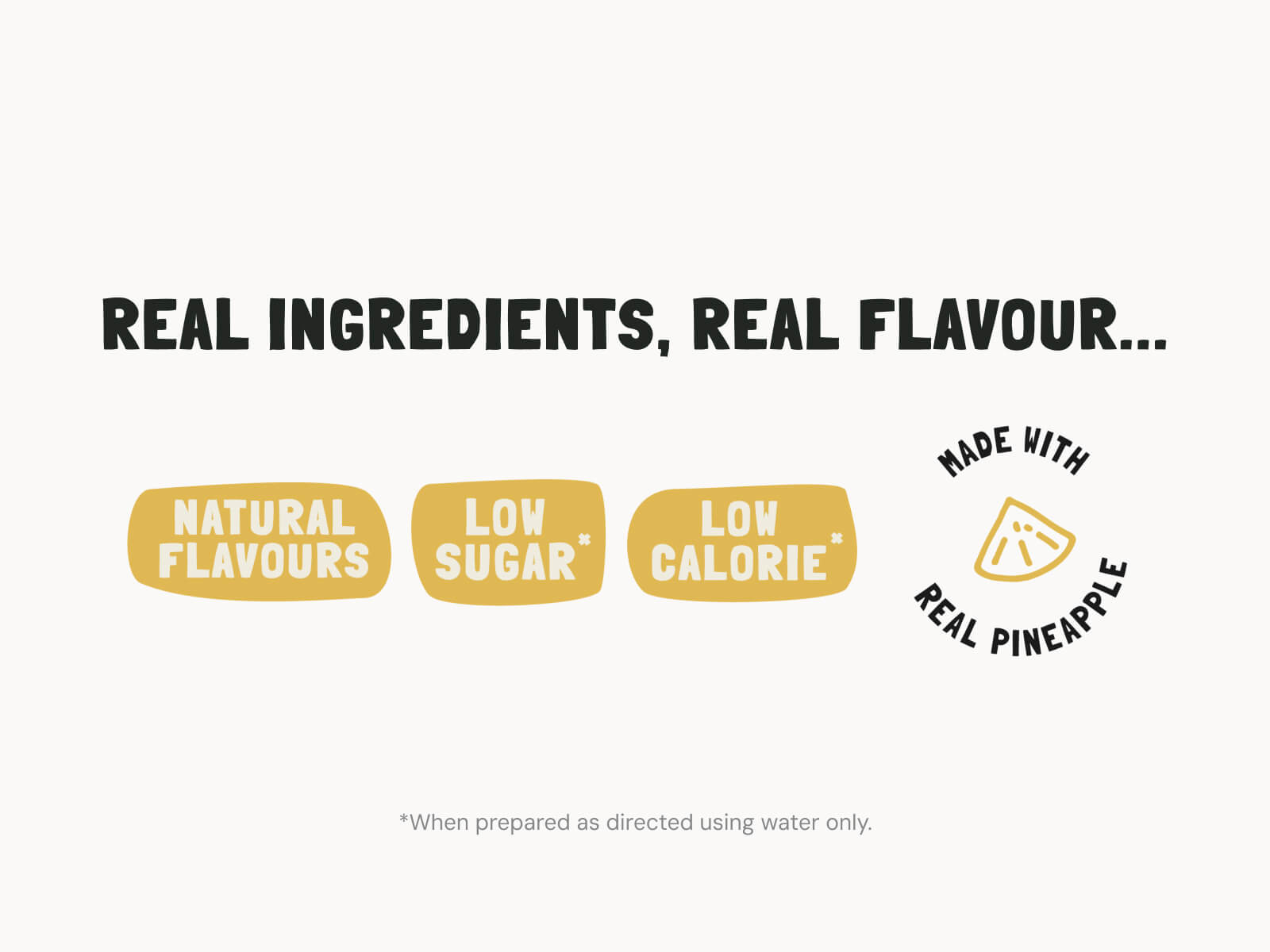 Easys Pina Colada powdered cocktail mix features: natural flavors, low sugar, low calorie, and made with real pineapple.